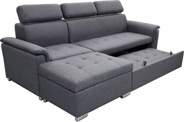 DecHome Divano Letto 3 Posti Moderno con Penisola in Tessuto Dimensioni 234x148x84 cm colore Grigio Scuro