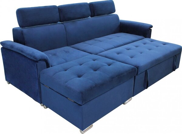 DecHome Divano Letto 3 Posti Moderno con Penisola in Tessuto Dimensioni 234x148x84 cm colore Blu