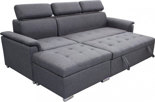 DecHome Divano Letto 3 Posti Moderno con Penisola in Tessuto Dimensioni 234x148x84 cm colore Grigio Scuro