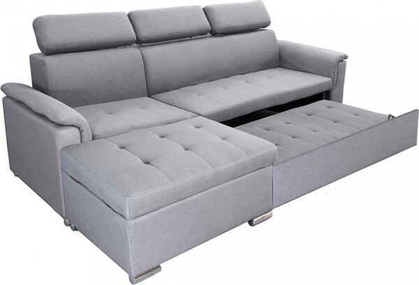 DecHome Divano Letto 3 Posti Moderno con Penisola in Tessuto Dimensioni 234x148x84 cm colore Grigio Chiaro
