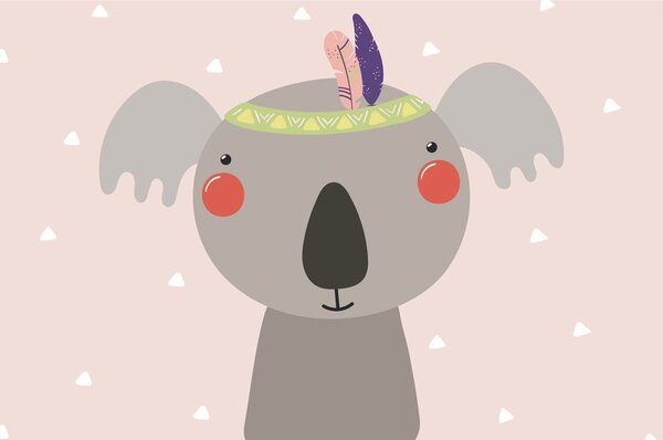 Carta da parati – Koala con piuma indiana