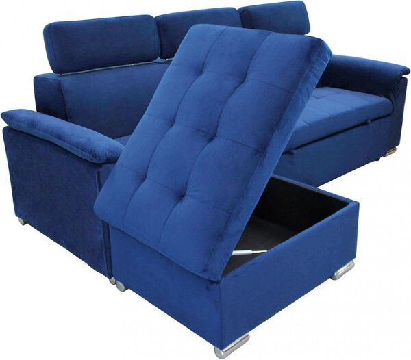 DecHome Divano Letto 3 Posti Moderno con Penisola in Tessuto Dimensioni 234x148x84 cm colore Blu
