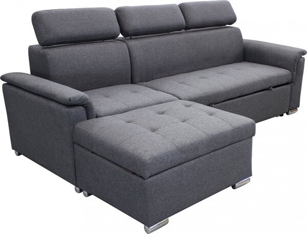 DecHome Divano Letto 3 Posti Moderno con Penisola in Tessuto Dimensioni 234x148x84 cm colore Grigio Scuro