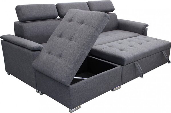DecHome Divano Letto 3 Posti Moderno con Penisola in Tessuto Dimensioni 234x148x84 cm colore Grigio Scuro