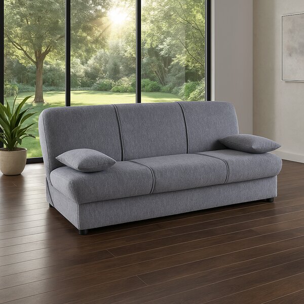 DecHome Divano Letto 3 Posti Moderno con Vano Contenitore in Tessuto Dimensioni 190x81x90 cm colore Grigio