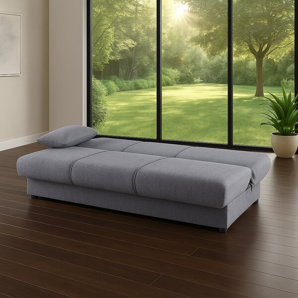 DecHome Divano Letto 3 Posti Moderno con Vano Contenitore in Tessuto Dimensioni 190x81x90 cm colore Grigio