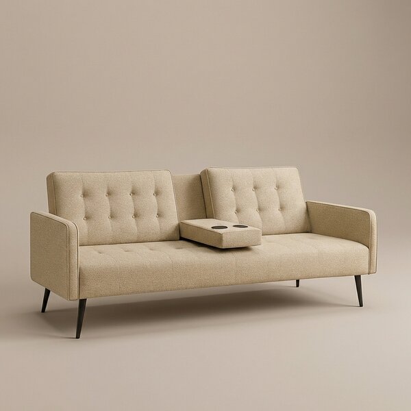 DecHome Divano Letto 3 Posti Moderno in Tessuto Dimensioni 196/180x81x78 cm colore Beige