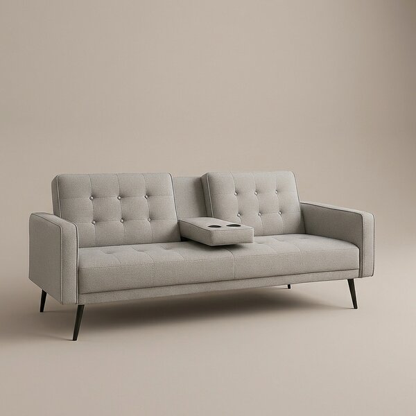 DecHome Divano Letto 3 Posti Moderno in Tessuto Dimensioni 196/180x81x78 cm colore Grigio Chiaro