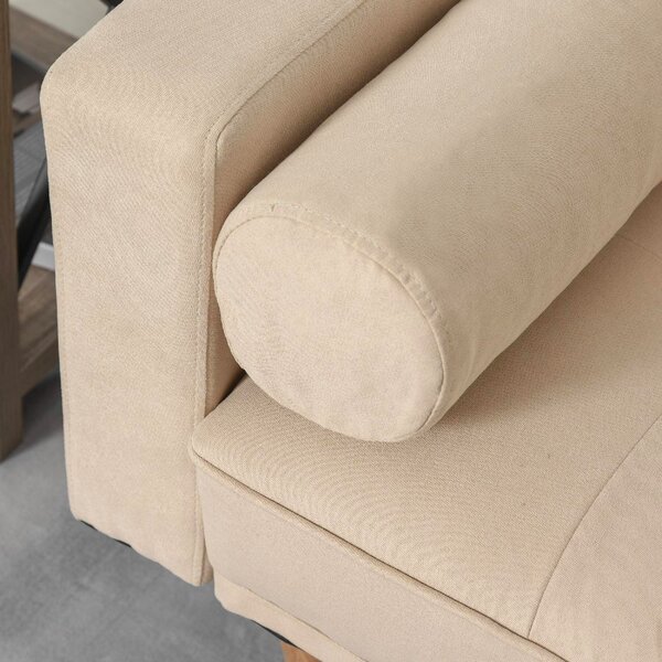 DecHome Divano Letto 3 Posti Moderno in Tessuto Dimensioni 186x84x85 cm colore Beige