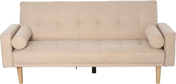 DecHome Divano Letto 3 Posti Moderno in Tessuto Dimensioni 186x84x85 cm colore Beige