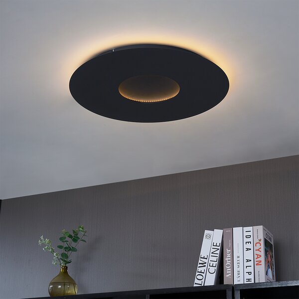 Plafoniera moderna nera 60cm con LED dimmerabile a 3 livelli - Morning