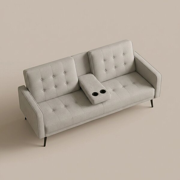 DecHome Divano Letto 3 Posti Moderno in Tessuto Dimensioni 196/180x81x78 cm colore Grigio Chiaro
