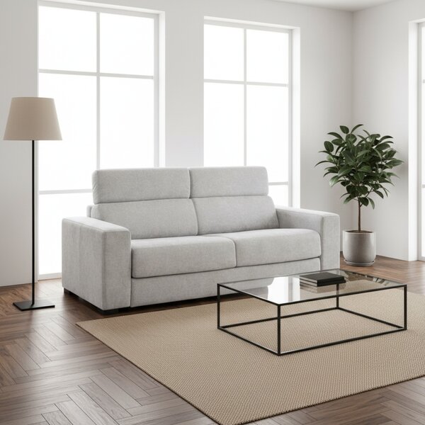 DecHome Divano Letto 3 Posti Moderno in Tessuto Antimacchia Dimensioni 205x97x83-100 cm colore Grigio Chiaro - Crien