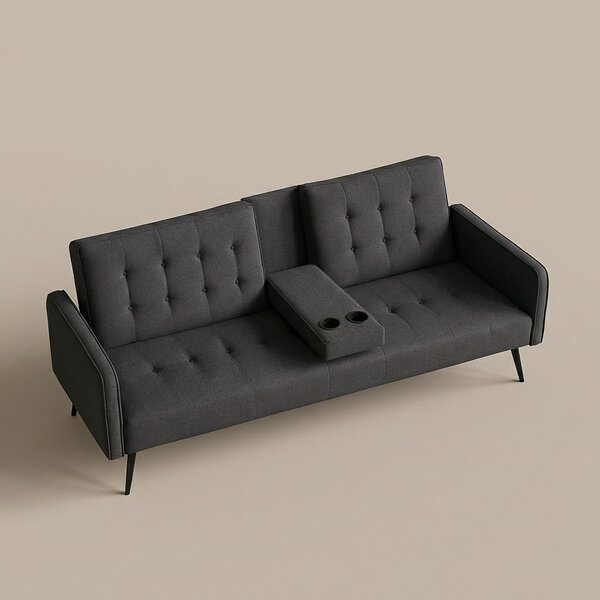 DecHome Divano Letto 3 Posti Moderno in Tessuto Dimensioni 196/180x81x78 cm colore Grigio Scuro