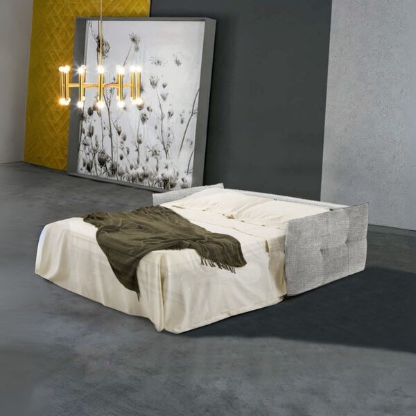 DecHome Divano Letto 3 Posti Moderno in Tessuto Dimensioni 205x100x102 cm colore Grigio Chiaro - Marea