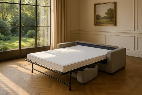DecHome Divano Letto 3 Posti Moderno in Tessuto Dimensioni 199x98x84 cm colore Beige - Roma