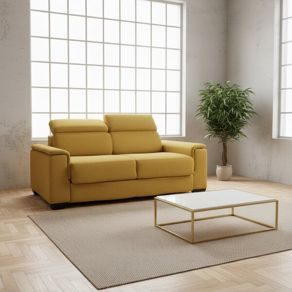 DecHome Divano Letto 3 Posti Moderno in Tessuto Dimensioni 210x94x100 cm colore Senape - Mercurio