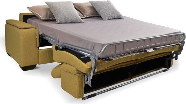 DecHome Divano Letto 3 Posti Moderno in Tessuto Dimensioni 210x94x100 cm colore Senape - Mercurio
