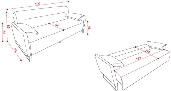 DecHome Divano Letto 3 Posti Moderno in Tessuto Dimensioni 199x85x85 CM colore Beige - Odin