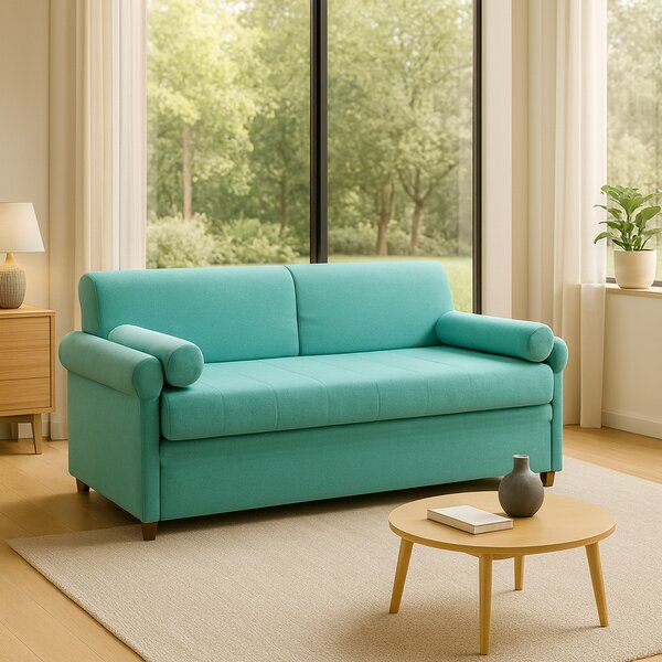 CFG Divano Letto 3 Posti Moderno in Tessuto Dimensioni 196x89x86 cm colore Verde Acqua - Clochard