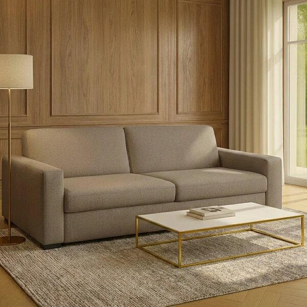 DecHome Divano Letto 3 Posti Moderno in Tessuto Dimensioni 199x98x84 cm colore Beige - Roma