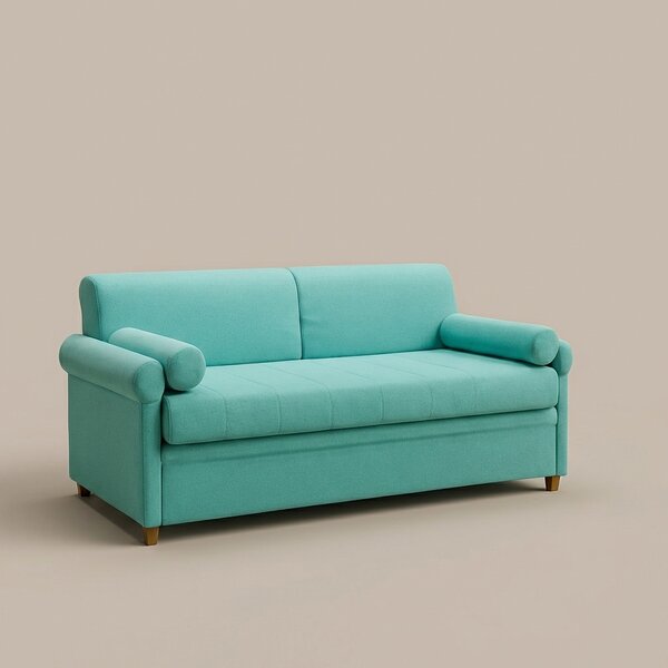 CFG Divano Letto 3 Posti Moderno in Tessuto Dimensioni 196x89x86 cm colore Verde Acqua - Clochard