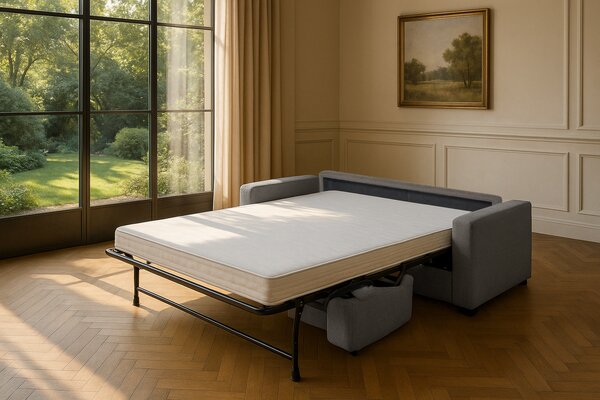 DecHome Divano Letto 3 Posti Moderno in Tessuto Dimensioni 199x98x84 cm colore Grigio - Roma