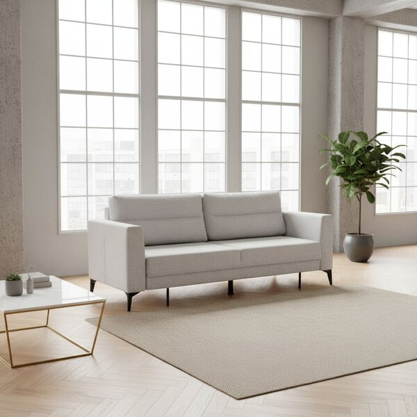 DecHome Divano Letto 3 Posti Moderno in Tessuto Dimensioni 217x85x88 cm colore Grigio Chiaro - Derry