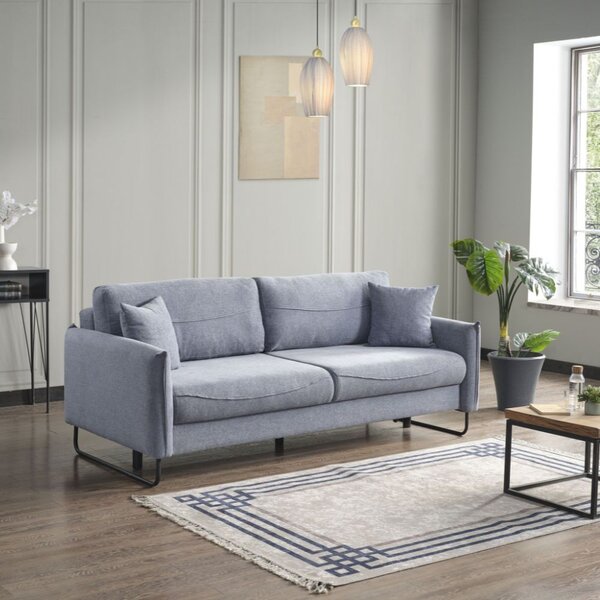 DecHome Divano Letto 3 Posti Moderno in Tessuto Dimensioni 214x108x96 cm colore Grigio Chiaro - Fly
