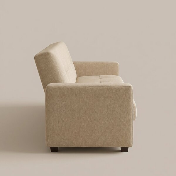 DecHome Divano Letto 3 Posti Moderno in Tessuto Dimensioni 212x80x87 cm colore Beige - Nora
