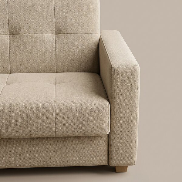 DecHome Divano Letto 3 Posti Moderno in Tessuto Dimensioni 212x80x87 cm colore Beige - Nora