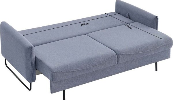 DecHome Divano Letto 3 Posti Moderno in Tessuto Dimensioni 214x108x96 cm colore Grigio Chiaro - Fly