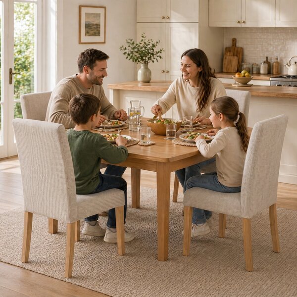 HOMCOM Set 2 Sedia Moderne da Pranzo con Seduta e Schienale Imbottiti, Gambe in Legno di Gomma, 56x46x88 cm, Crema | Aosom Italy