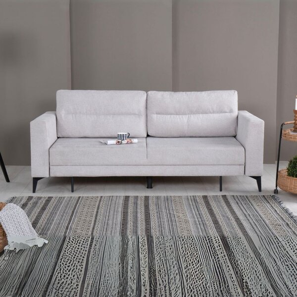 DecHome Divano Letto 3 Posti Moderno in Tessuto Dimensioni 217x85x88 cm colore Grigio Chiaro - Derry
