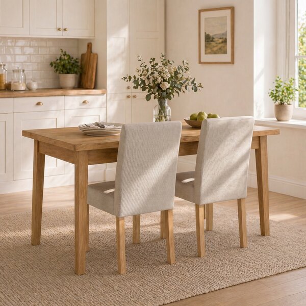 HOMCOM Set 2 Sedia Moderne da Pranzo con Seduta e Schienale Imbottiti, Gambe in Legno di Gomma, 56x46x88 cm, Crema | Aosom Italy