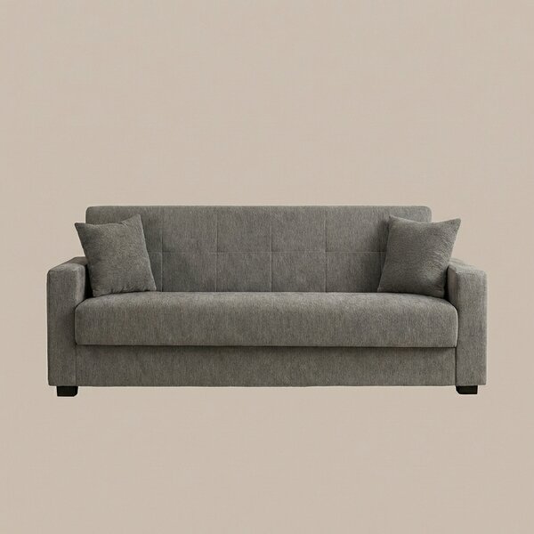DecHome Divano Letto 3 Posti Moderno in Tessuto Dimensioni 212x80x87 cm colore Grigio - Nora