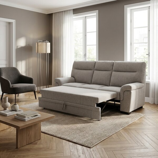 SardoneHome Divano Letto 3 Posti Moderno in Tessuto Dimensioni 215x96x92 cm colore Grigio Chiaro - Flavia