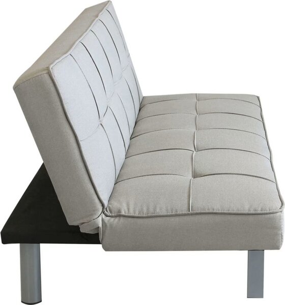 DecHome Divano Letto 3 Posti Moderno in Tessuto effetto Lino Dimensioni 180x81x79 cm colore Grigio Chiaro