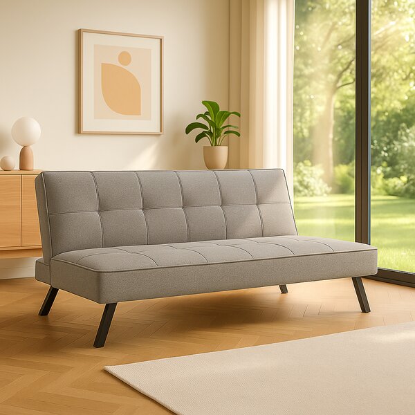 DecHome Divano Letto 3 Posti Moderno in Tessuto effetto Lino Dimensioni 180x81x79 cm colore Grigio Chiaro