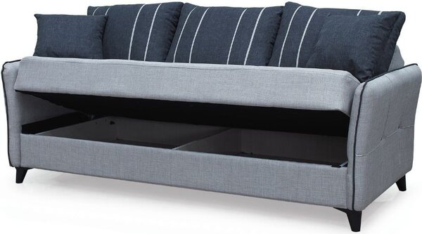 DecHome Divano Letto 3 Posti Moderno Vano Contenitore in Tessuto Dimensioni 210x94x80 cm colore Grigio Chiaro - Panama