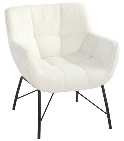HOMCOM Poltrona Moderno con Schienale Curvato e Braccioli Integrati, 69x68x78,5 cm, Bianco e Crema | Aosom Italy