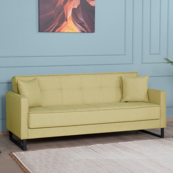 DecHome Divano Letto 3 Posti Moderno Vano Contenitore in Velluto Dimensioni 210x85x87 cm colore Senape - Legen