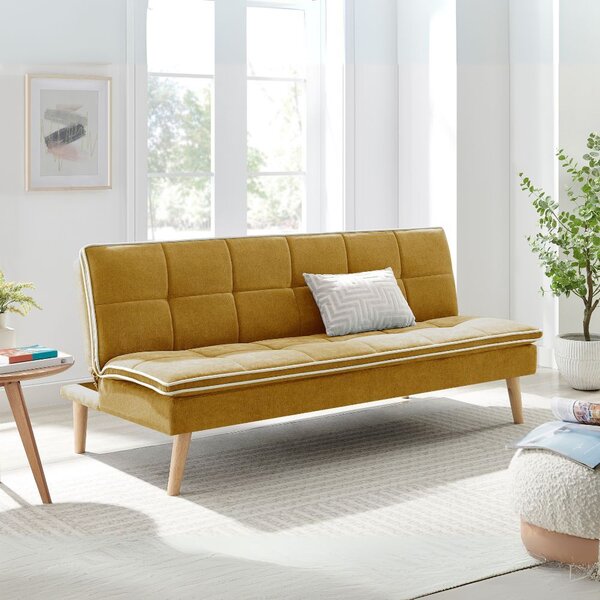 DecHome Divano Letto 3 Posti Scandinavo in Tessuto Dimensioni 182x88x80 cm colore Senape - Lunaria