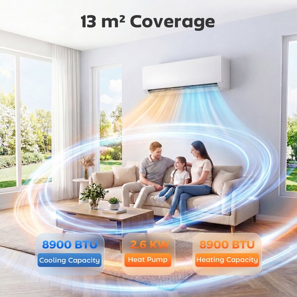 HOMCOM Climatizzatore Split con WiFi e kit di Installazione, 69x23,2x45 cm, Bianco | Aosom Italy