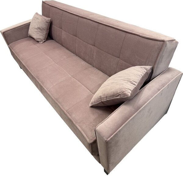 DecHome Divano Letto 3 Posti Moderno Vano Contenitore in Velluto Dimensioni 210x85x87 cm colore Rosa Antico - Legen