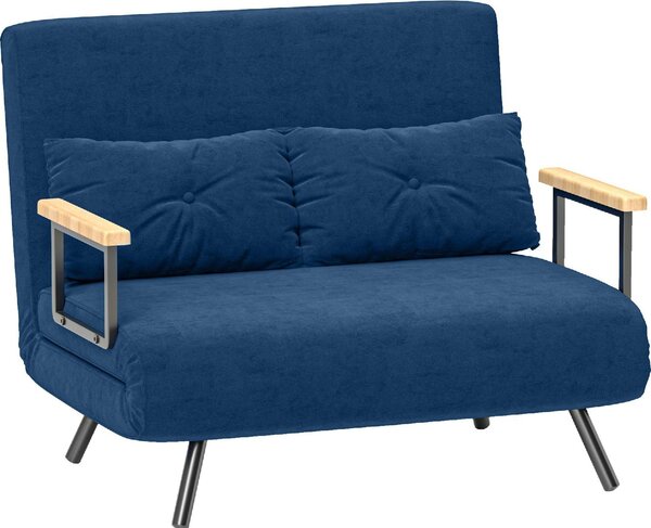 DecHome Divano Letto Clic-Clac 2 Posti Moderno in Velluto Dimensioni 102x73x81 cm colore Blu