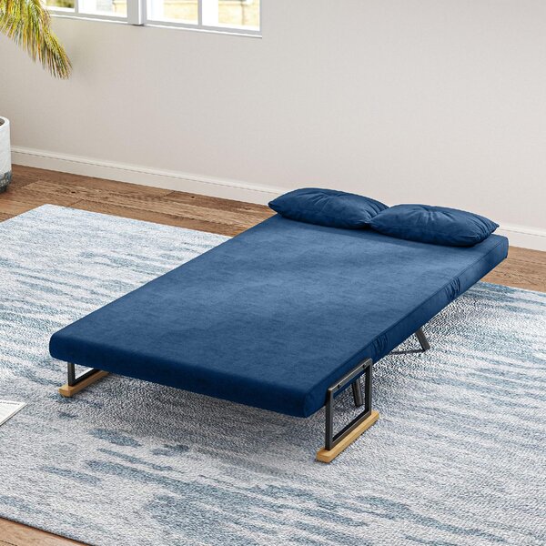 DecHome Divano Letto Clic-Clac 2 Posti Moderno in Velluto Dimensioni 102x73x81 cm colore Blu