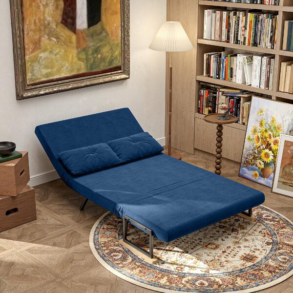 DecHome Divano Letto Clic-Clac 2 Posti Moderno in Velluto Dimensioni 102x73x81 cm colore Blu