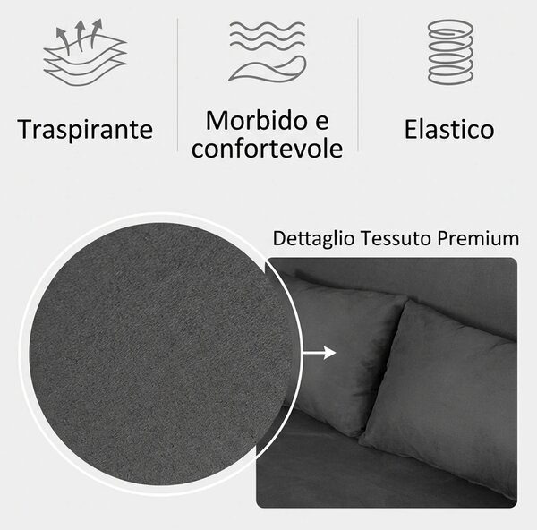 DecHome Divano Letto Clic-Clac 2 Posti Moderno in Tessuto scamosciato Dimensioni 111x80x78 cm colore Grigio Scuro