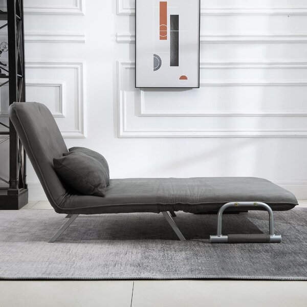 DecHome Divano Letto Clic-Clac 2 Posti Moderno in Tessuto scamosciato Dimensioni 111x80x78 cm colore Grigio Scuro
